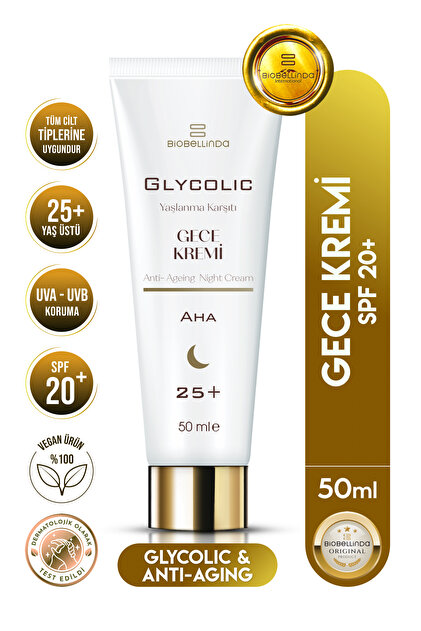 BioBellinda Glycolic Yaşlanma Karşıtı Gece Kremi Aha (25+) 50 ml