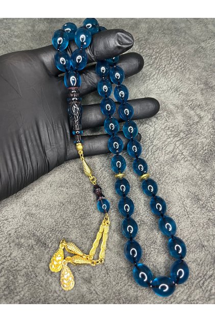 Large Size Imamesi Embroidered High End Powder Amber Prayer Beads