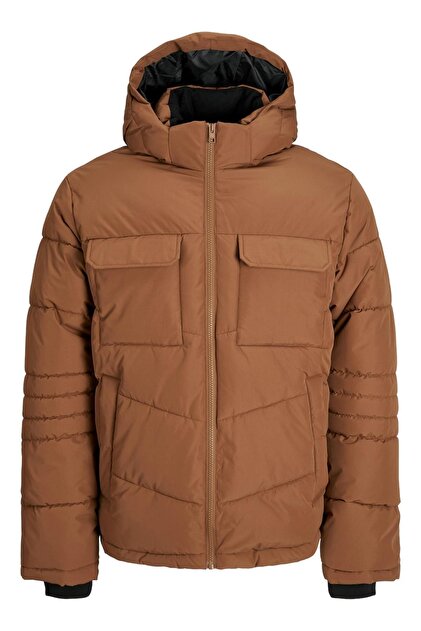 Men's Hooded Zippered Puffer Coat - Build