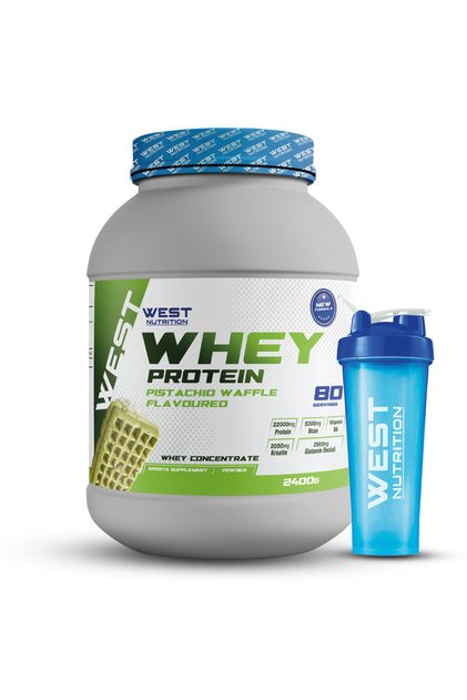 Whey Protein Powder 2400 Gr 80 Servings Pistachio Waffle Flavored