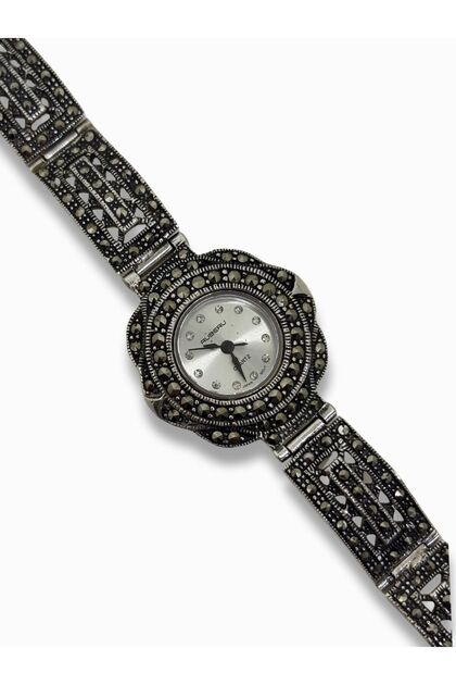 Silver Watch with Marcasite Stone [Udg9934]