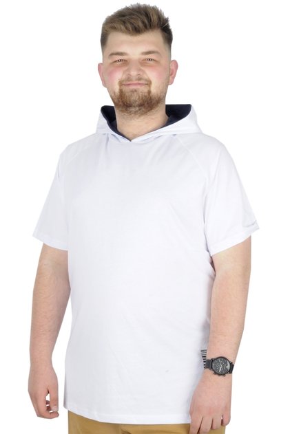 Mode XL Large Size T-Shirt Hooded Barcode 22178 White