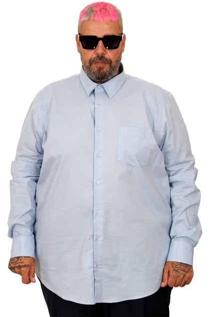 Mode XL Large Size Men's Classic Pocket Shirt Lycra 20350 Blue