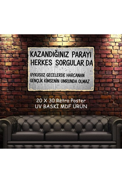 Kazandığınız Parayı Retro Ahşap Poster 20x30 Uv Baskı Poster