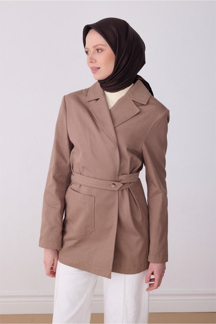 Kahverengi Klasik Desen %100 Twill İpek Eşarp 4305 - 83
