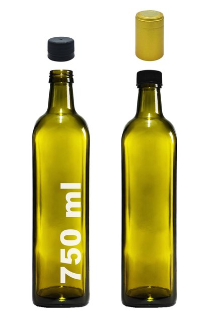 750 ml Yeşil Maraska Kilitli Yağdanlık Kapaklı Ve Kapüşonlu Köşeli 750 Cc Boş Cam Şişe 2 Adet