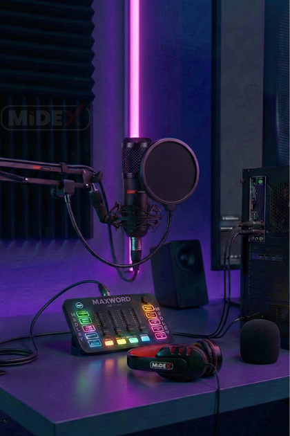 Midex Arcade Pack-3 MEDLEY Ses Kartı ve MX-2020 Mikrofon Gaming