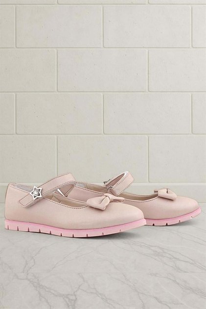 Powder Bow Velcro Star Girl's Ballerinas