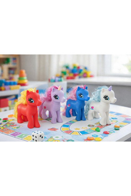 zirve oyuncak Renkli Pony Oyuncak Seti 4'lü – Unicorn Figür Çocuk