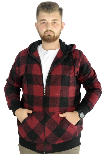 Mode XL Men's Lumberjack Hooded Sweat Pocket 21574 Cherry