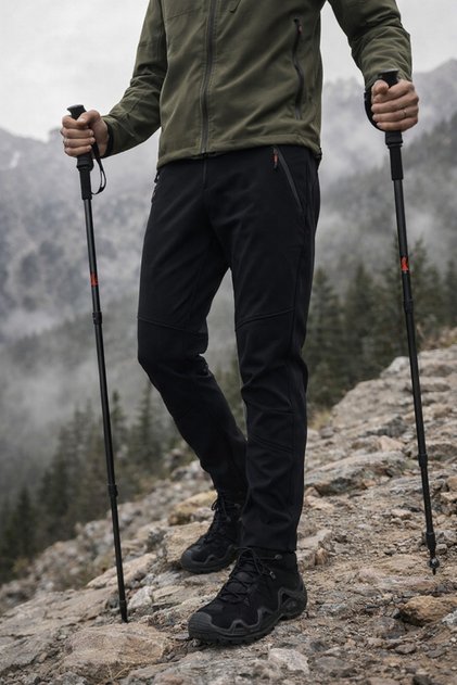 Erkek Kışlık Içi Polarlı Rüzgar Geçirmez Softshell Pantolon Renk: SİYAH