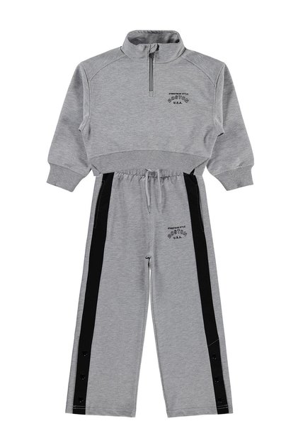 Kids Half-Zip Tracksuit Set for Ages 10-13 - Gray