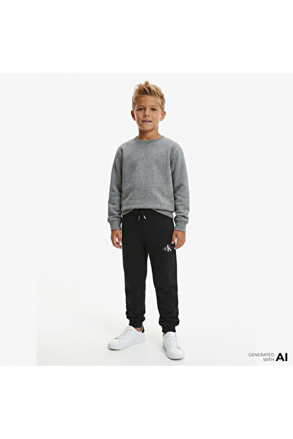 Monogram Logo Sweatpants Çocuk Siyah Eşofman Altı