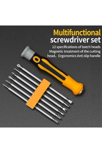 1 set 12 In 1 Magnetic Screwdriver Set Cross Flat Shaped Screwdriver Head Multifunctional Precision