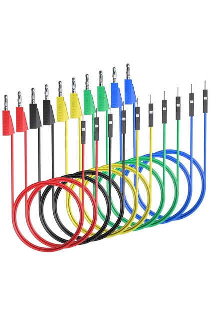 10pcs Banana Plug to Breadboard Male Jumper Wires Soft Flexible Silicone Test Leads for Electrica...