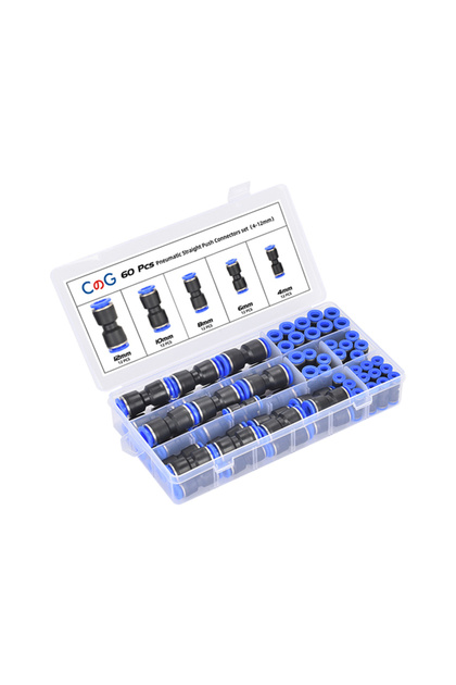 PU Kit (MM) CG 60PCS/Box Set Air Straight Pneumatic Fittings PU Hose Pipes Push in Quick Release Con