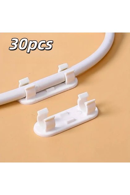 30pcs 50-Pack Adhesive Cable Clips, Adjustable No-Drill Wire Organizers for Home & Office Desk Cord
