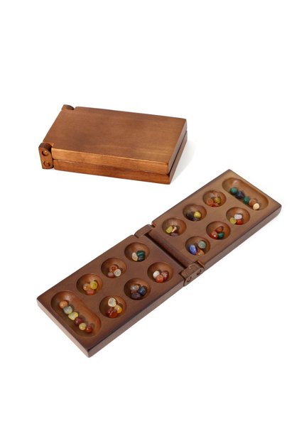 1pcs Ancient Mancala African Chess Set Essential Board Game Quality Wood Spectacular Stone Granules