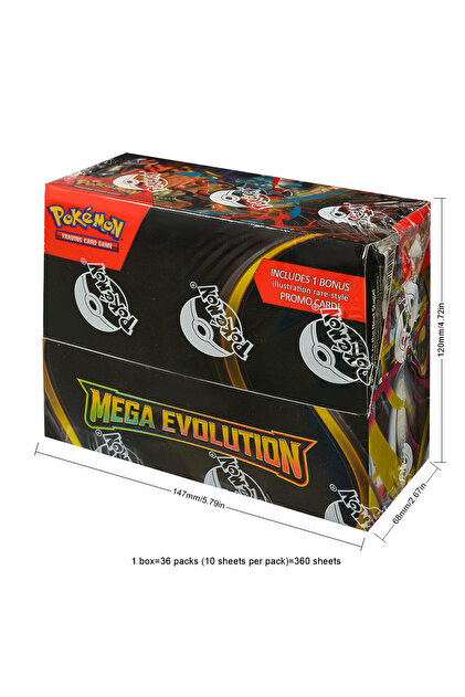 BANDAI 1box 360Pcs English Pokémon TCG: Mega Evolution Phantasmal