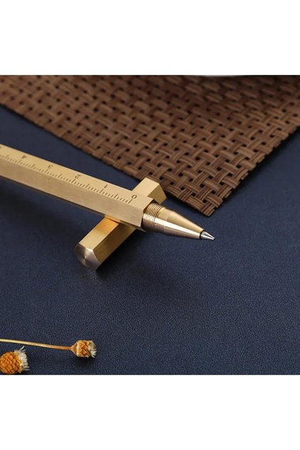 Smooth surface Hexagonal Brass Signature Pen Precious Bead Pen Six Edged Pure Copper Gold Vintage Me
