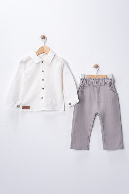 6-24 Months Cotton Armour Shirt Linen Pants 2-Piece Baby Boy Set Where Style and Comfort Meet