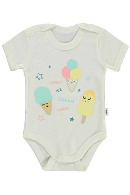 Ice Cream Printed 1-36 Months Snap Fastener Badi - Ecru 9-12 Months
