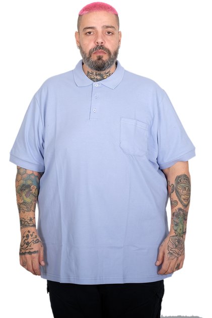 Mode XL Large Size Men's Classic Pique Polo Neck T-Shirt with Pockets 20550 Lila