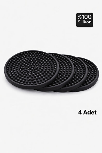 4 Pieces of Silicone Coasters – Coasters – 100% Silicone Coasters Black