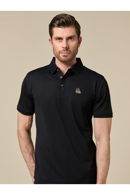 Midnight Black Lyocell Blend Polo Comfort Fit