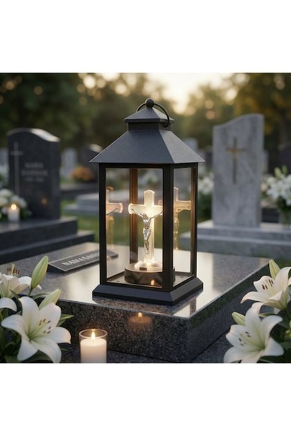 Соларен фенер за зареждане, черен с LED
