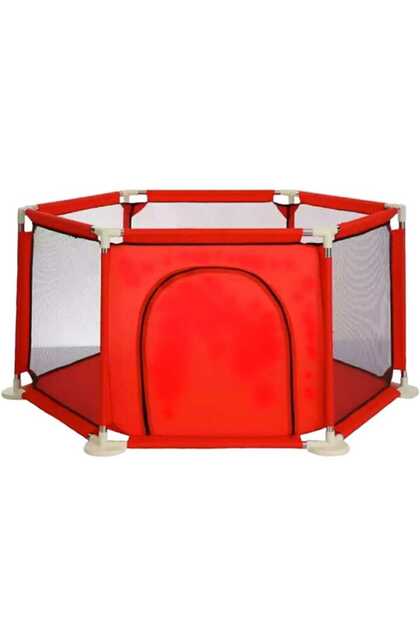 Red playpen and children's playground with side opening