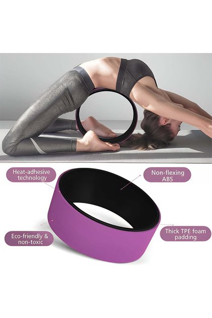 Yoga Wheel for Exercises, Relieving Back & Shoulder Pain, Supports the Spine, Purple/Green- 32 cm