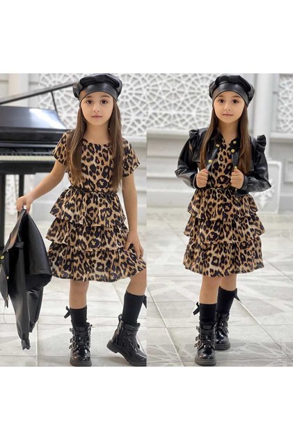 Girl's Dress Leather Jacket Hat