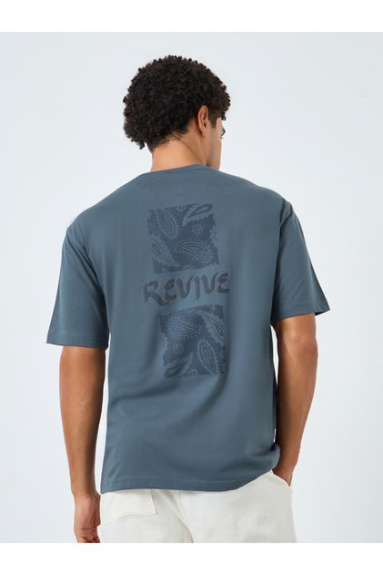 Men Grey Graphic Print Oversized T-Shirt