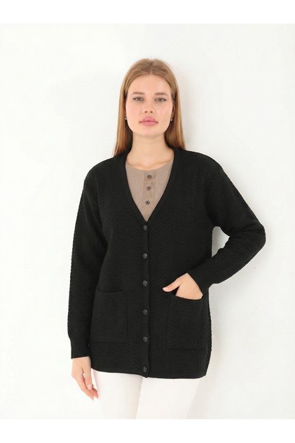 Mother Buttons Full Knit Large Size Knitwear Cardigan 1606