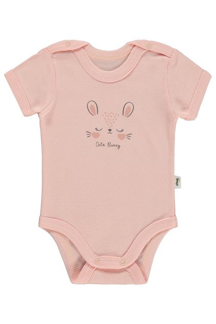 Cute Bunny Printed 1-36 Months Snap-On Badi - Pink 1-3 Months