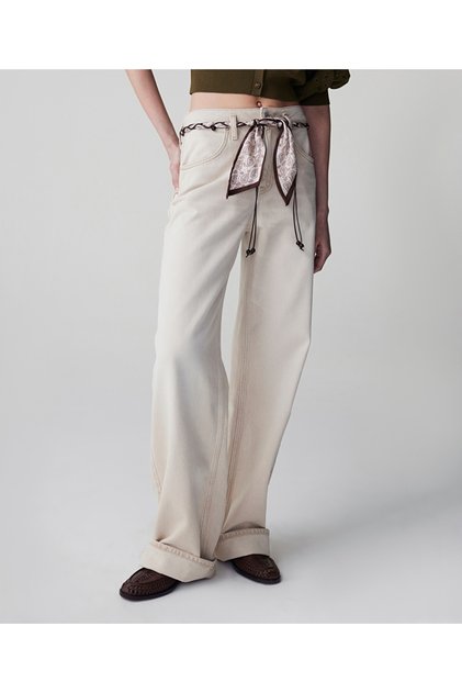 Foulard Belt Wide Leg Jean Pants