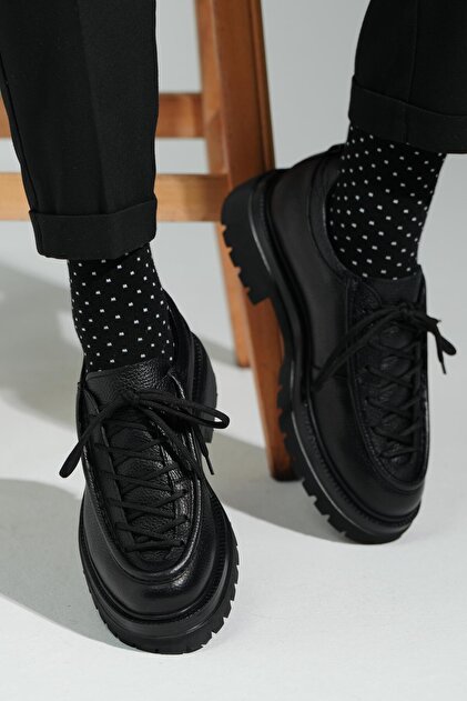 More Model Genuine Leather Handmade Black Casual Shoes