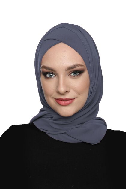 Takmatik Plain Dark Gray Ready-To-Wear Turban Hijab Bonnet Suitable for Medical Use Prayer Cover