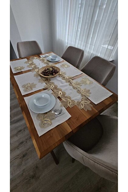 French Lace Linen Textured American Set -12 Person, 13 Pieces