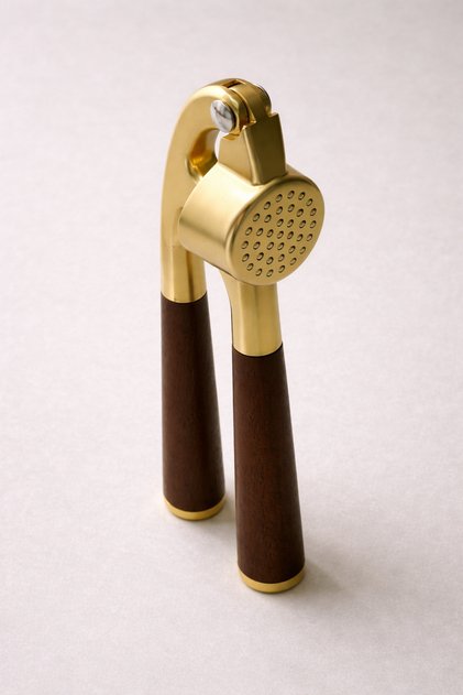 Prateg Acacia Handle Gold Garlic Crusher