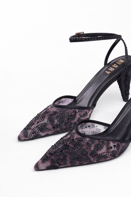 Thin Heeled Mesh and Stone Embroidered Ankle Strap Women's Stiletto Shoes – Elegant Touches