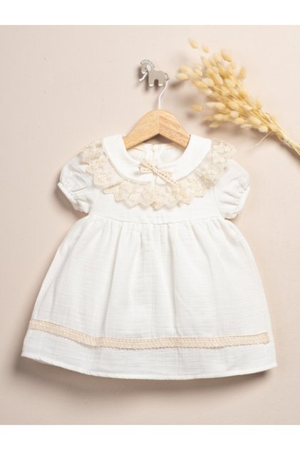 Muslin Fabric Short Sleeve Baby Girl Lady Dress