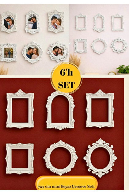 Sevgiliye Anı Hediyesi: 6’lı Mini Beyaz Çerçeve Seti (7x7 cm)