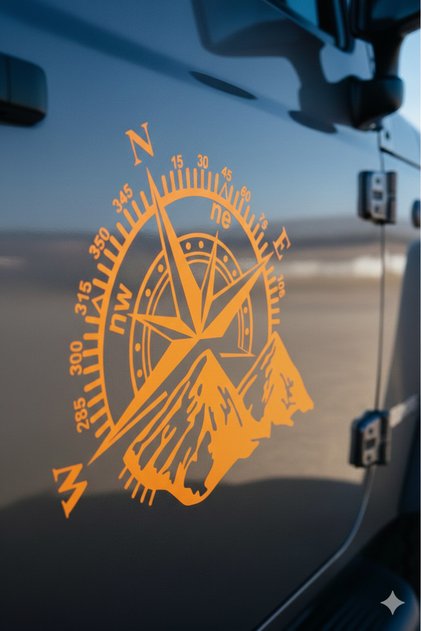 Off-Road 4X4 Compass Mountain Logo Vehicle Caravan Auto Exterior Accessory Waterproof Vinyl Sticker Covering 40 cm