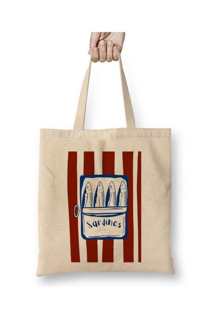 Sardines Sardines Fish White Tote Bag Long Handle Shopping Bag Beach Bag