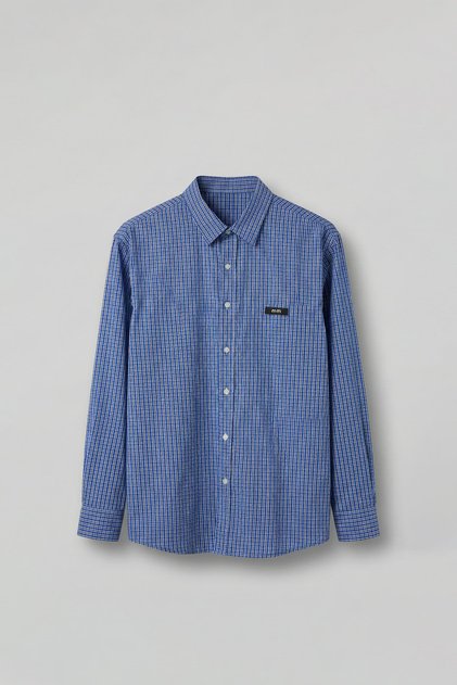 Men's Relaxed Fit 100% Cotton Long Sleeve Checkered Shirt Blue