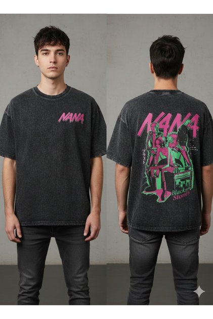 Nana Printed Washable Oversized T-Shirt - Anime Printed Unisex Oversized Washed T-Shirt
