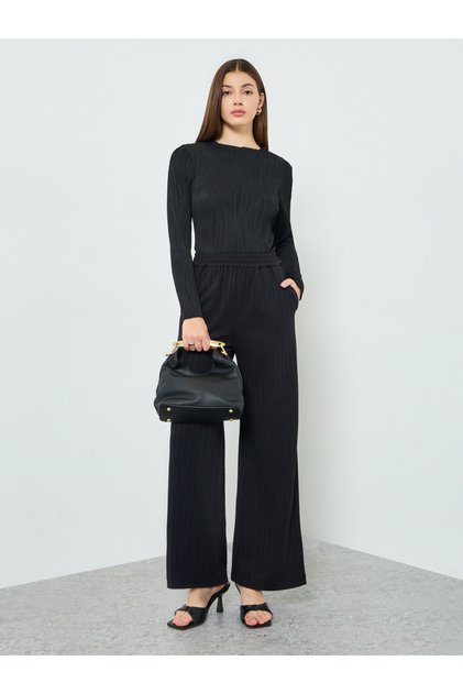 Women Black Wide Leg Trousers
