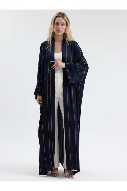 Lacivert Çizgili Abaya